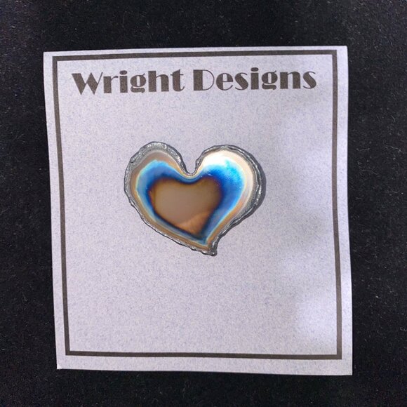 The Colors of My Heart Brooch 2 Inches Chrome-Plated Sheet Steel Hand-Cut David - Picture 1 of 2